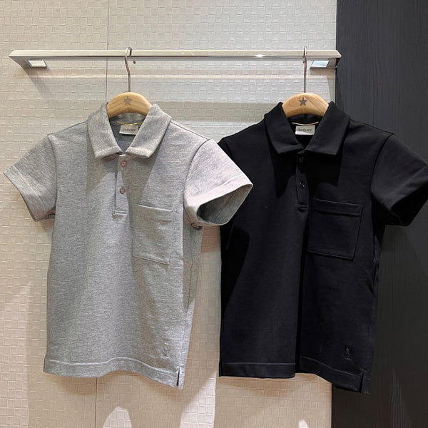 YSL 2025 Polo Collar T-shirt Black and Gray Cotton
