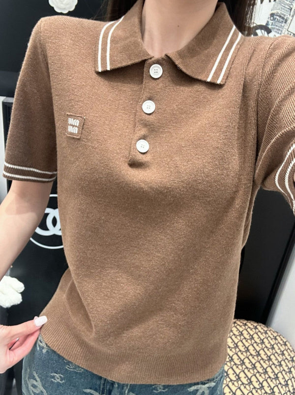 Miu 25 Polo T-Shirt Lana Marrone 232022