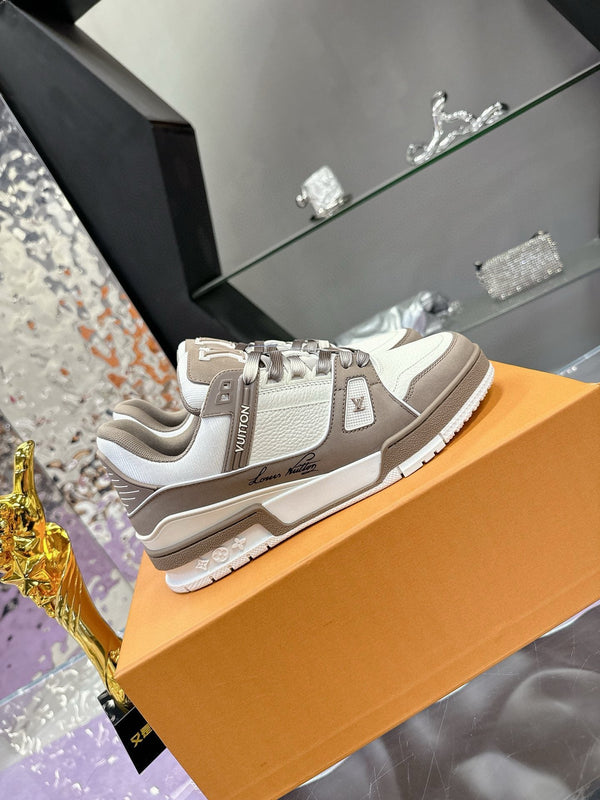 Sneaker LV Trainer Marrone Grigio Pelle di Vacchetta