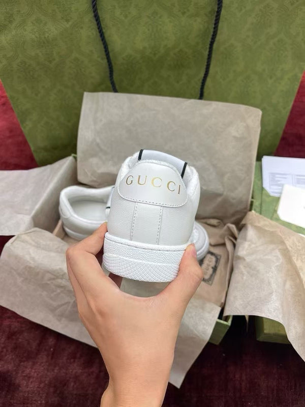 GG Screener Trainer Sneakers White Light Grey Cowhide Frabic 502168