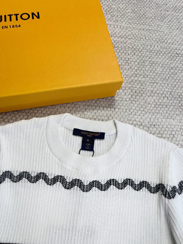 LV 25 Pattern T-shirt White Black Cotton