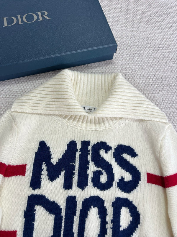 CD Turtleneck Sweater White Blue Red Wool Cashmere