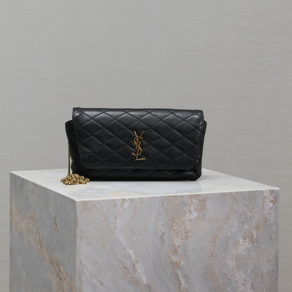 Prada Gaby Phone Bag 19cm Black Quilted Leather GHW