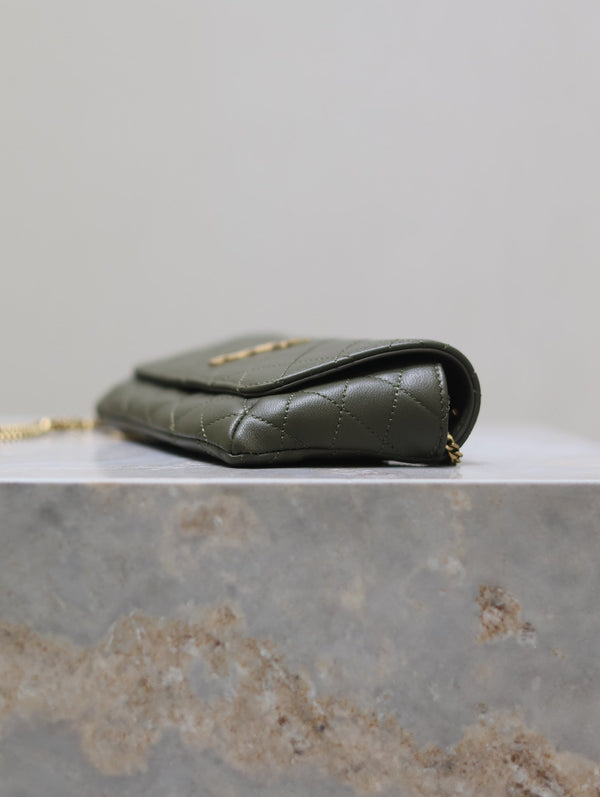 Prada Gaby Phone Bag 19cm Olive Green Quilted Leather