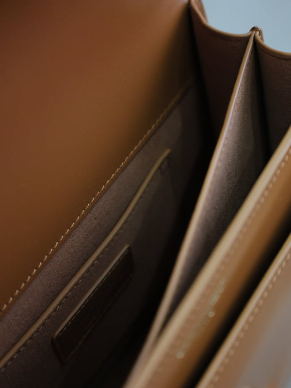 YSL Medium Sunset Shoulder Bag 22cm Brown Cowhide