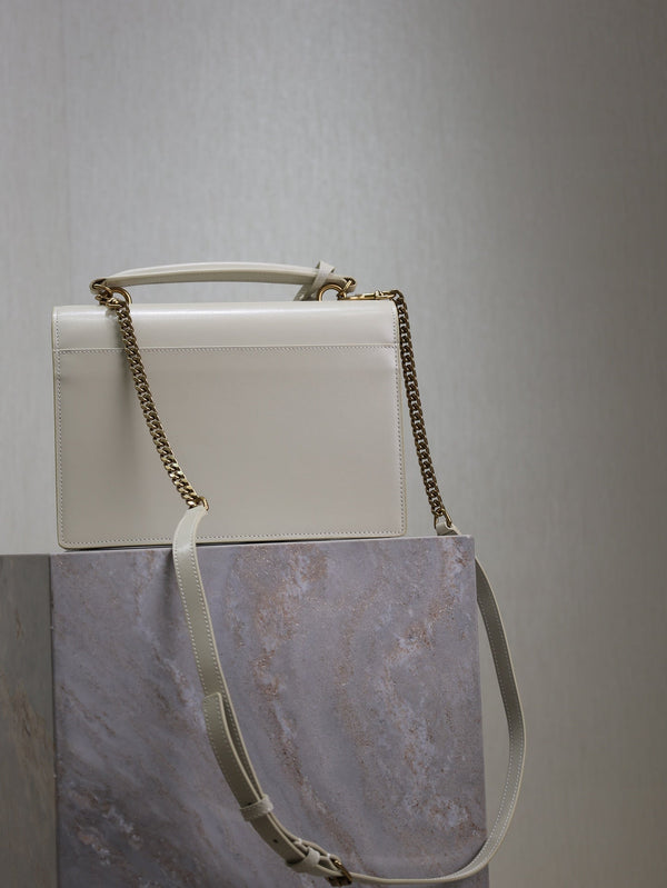 YSL Sunset Handbags 25cm White Cowhide