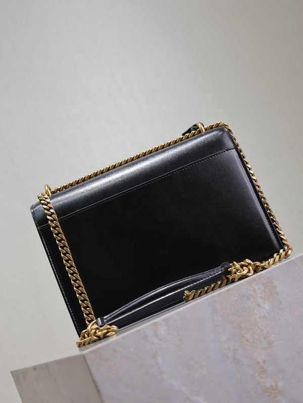 YSL Medium Sunset Shoulder Bag 22cm Black Cowhide GHW