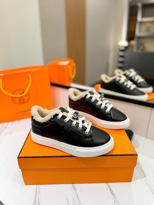 HM Day Sneaker Black With Wool Lining Cowhide 983060