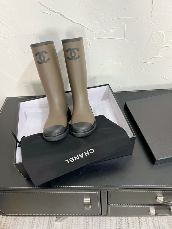 Stivali alti CC verde muschio cachi mix nero gomma naturale 949645