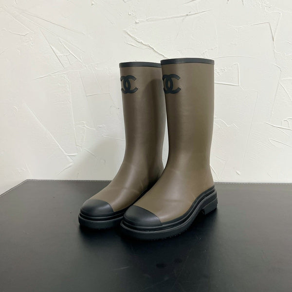 Stivali alti CC verde muschio cachi mix nero gomma naturale 949645