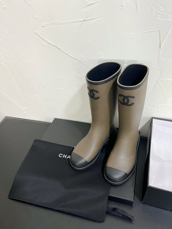 Stivali alti CC verde muschio cachi mix nero gomma naturale 949645