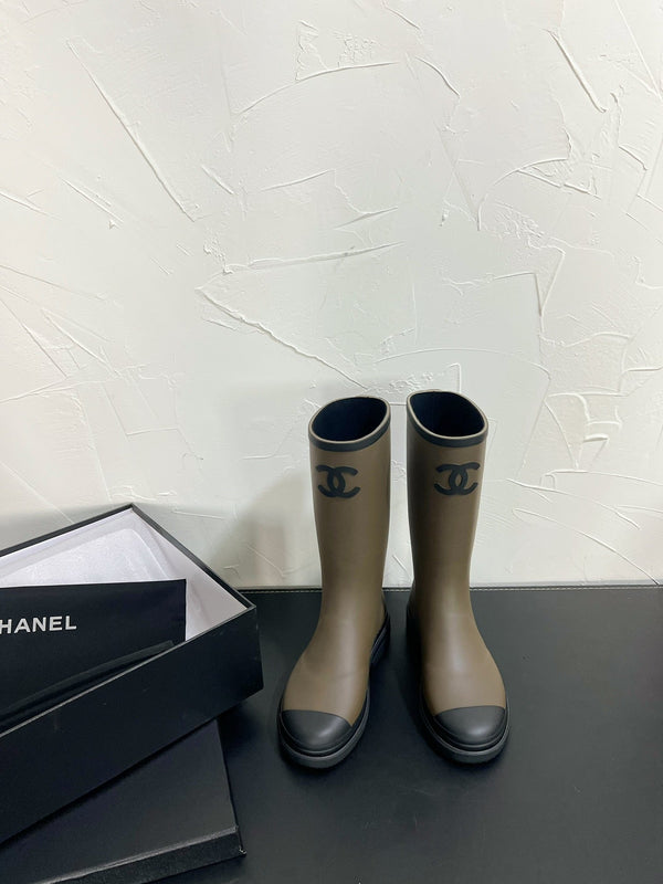 Stivali alti CC verde muschio cachi mix nero gomma naturale 949645