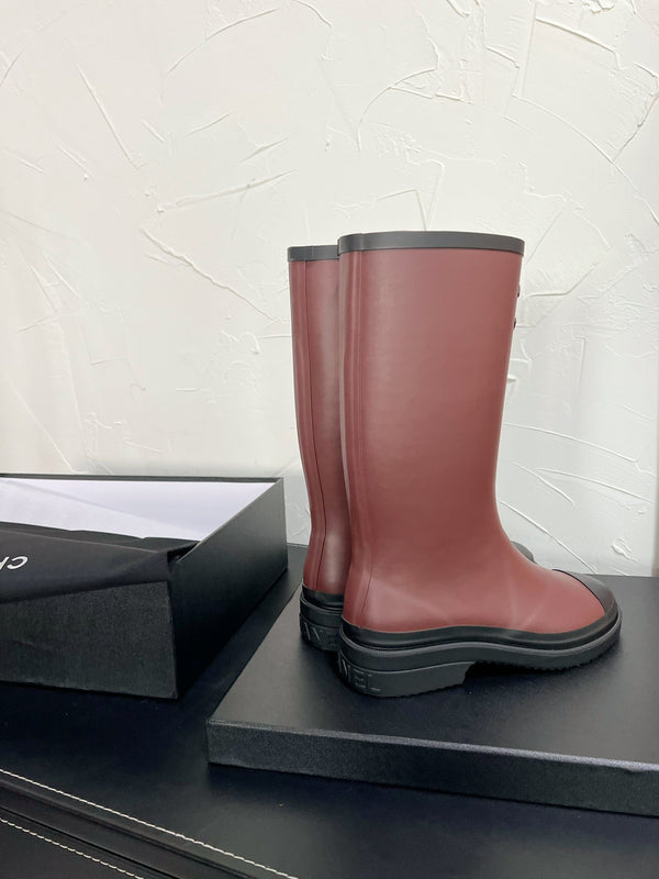 Stivali alti CC in gomma naturale rosso marrone nero 949643