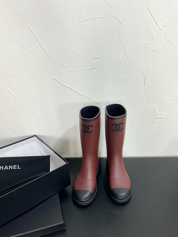 Stivali alti CC in gomma naturale rosso marrone nero 949643