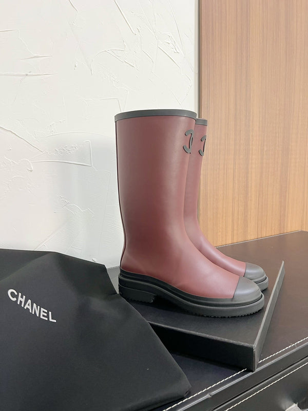 Stivali alti CC in gomma naturale rosso marrone nero 949643