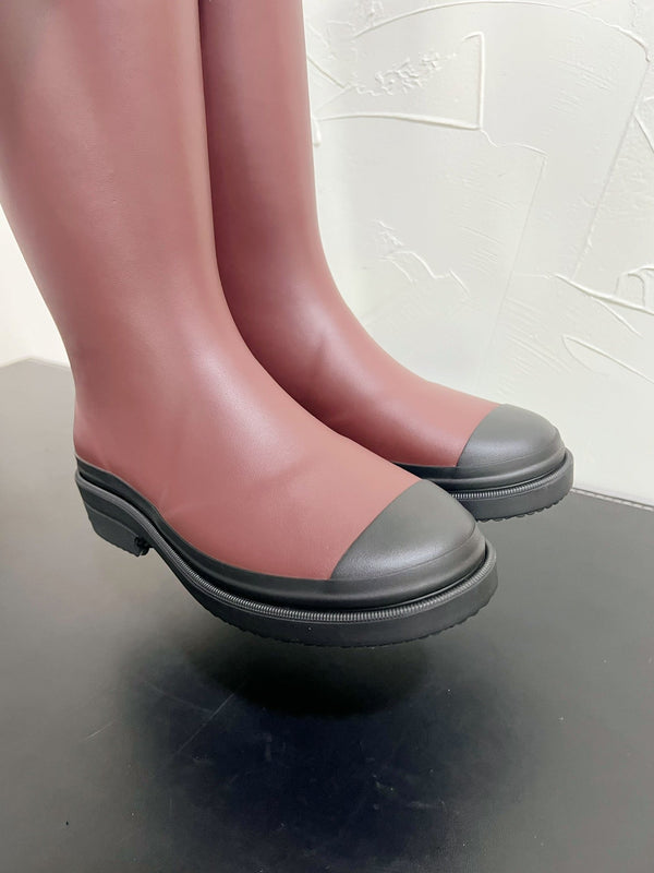 Stivali alti CC in gomma naturale rosso marrone nero 949643