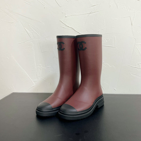 Stivali alti CC in gomma naturale rosso marrone nero 949643