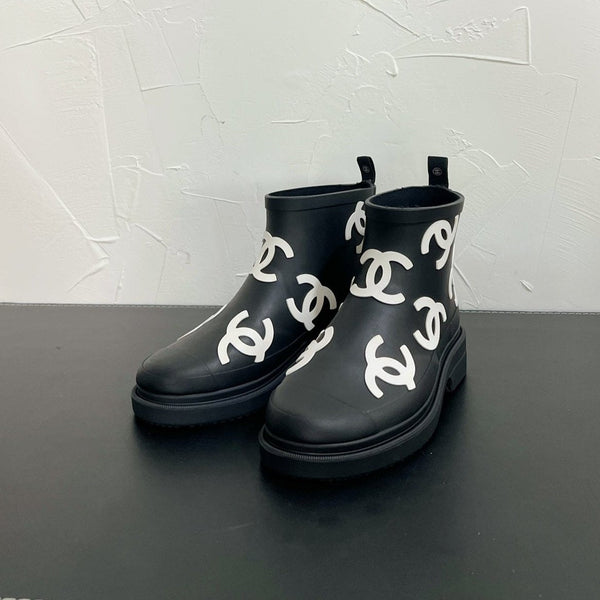 CC Rain boots In Black With White Logo Natural Rubber 949791
