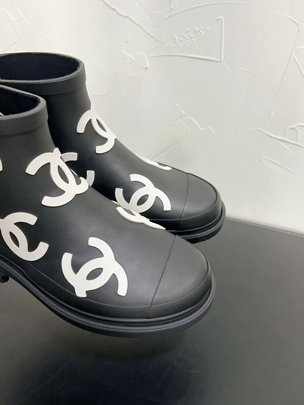 CC Rain boots In Black With White Logo Natural Rubber 949791