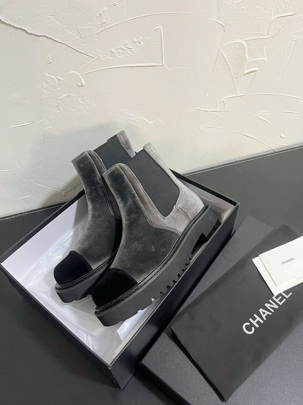 CC Chelsea Ankle Boots In Grey Mix Black Velvet 949685