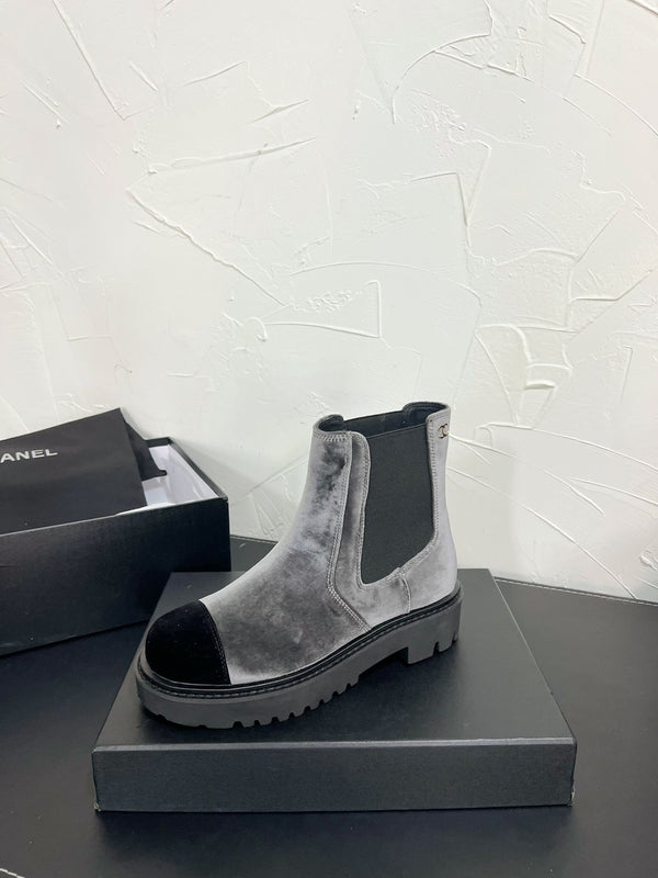 CC Chelsea Ankle Boots In Grey Mix Black Velvet 949685
