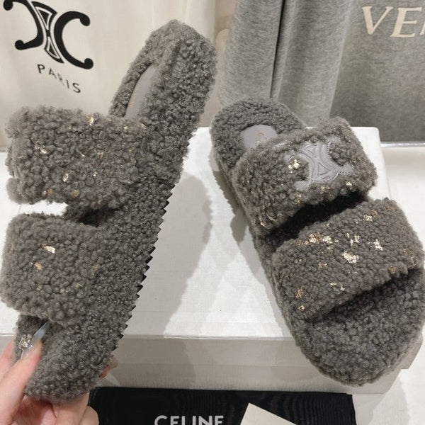 DAD SANDALS FOSSIL GRAY PURE SHEEP WOOL