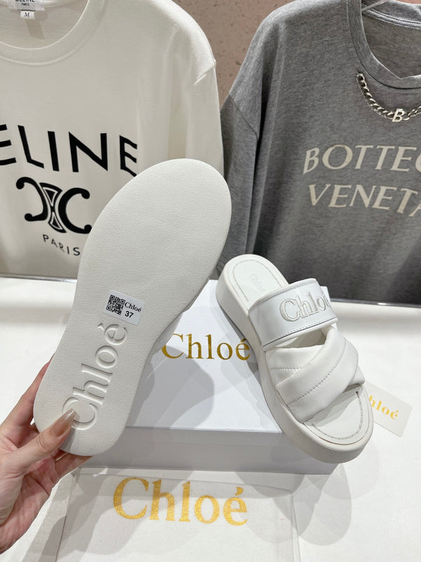 CHLOÉ MILA PLATFORM 5 CM IN NYLON BIANCO CON LOGO RICAMATO