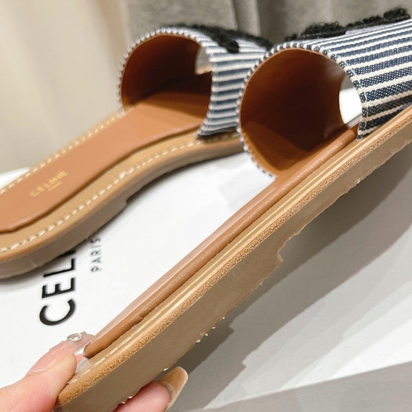 LYMPIA MULE IN TRIOMPHE JACQUARD WOOLLEN FABRIC BLACK CARO