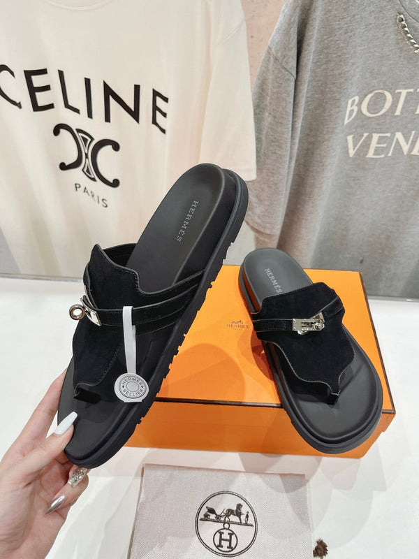 SANDALO EMPIRE IN CAMOSCIO NERO