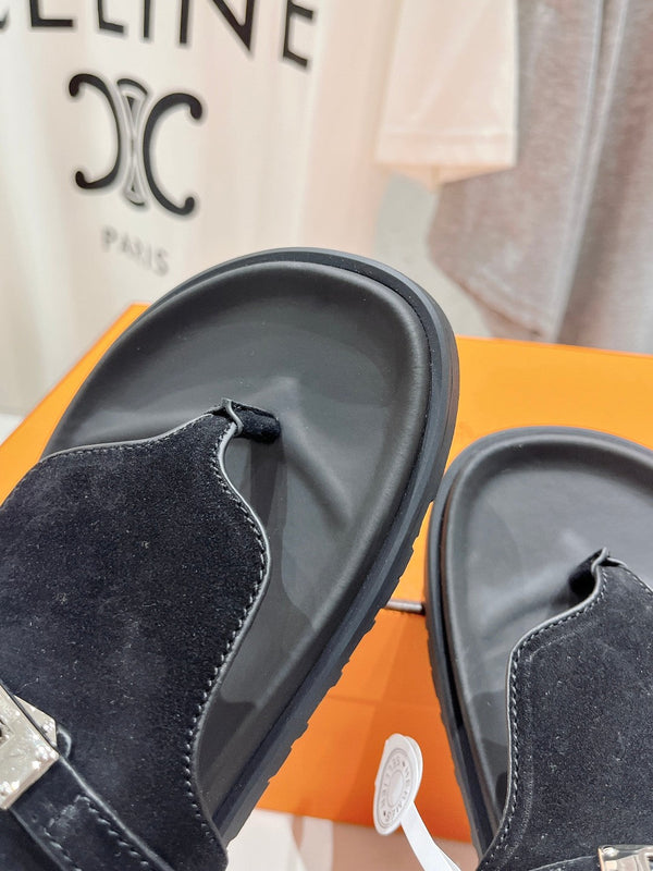 SANDALO EMPIRE IN CAMOSCIO NERO