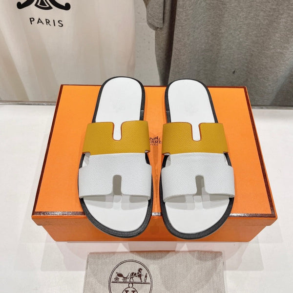 SANDALO IZMIR IN PELLE DI AGNELLO GIALLA E BIANCA