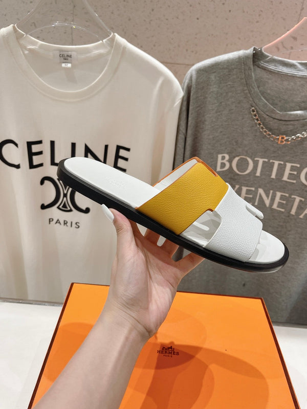 SANDALO IZMIR IN PELLE DI AGNELLO GIALLA E BIANCA