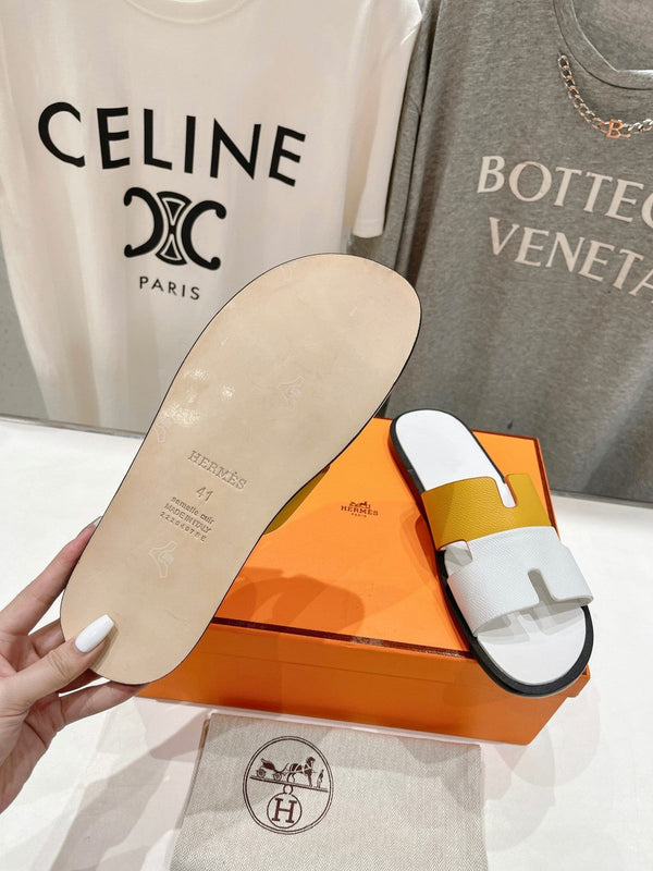 SANDALO IZMIR IN PELLE DI AGNELLO GIALLA E BIANCA