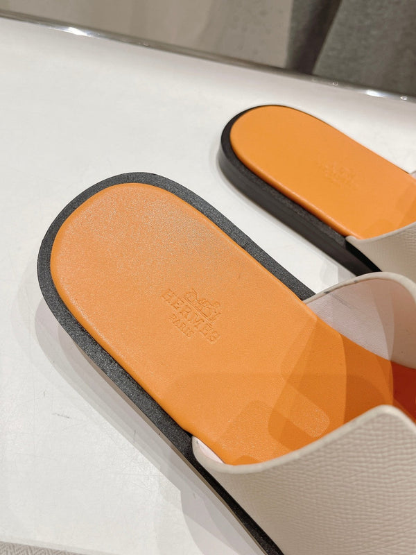 SANDALO IZMIR BIANCO CREMA MIX PELLE DI AGNELLO ARANCIONE CHIARO