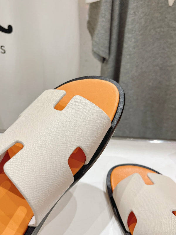 SANDALO IZMIR BIANCO CREMA MIX PELLE DI AGNELLO ARANCIONE CHIARO