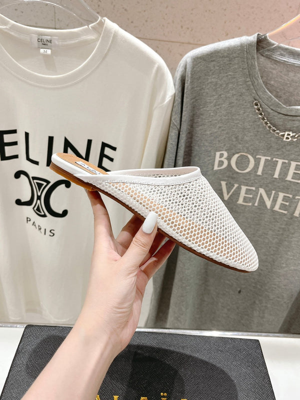 MULES ALAIA FLAT IN RETE BIANCA