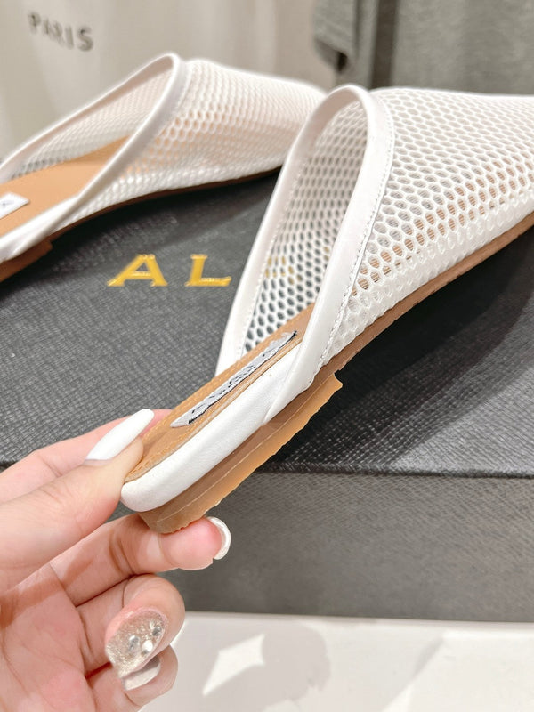 MULES ALAIA FLAT IN RETE BIANCA