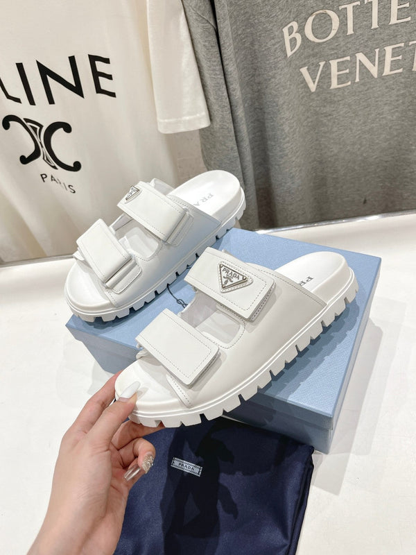 SANDALI CON CINTURINO PRA IN PELLE DI VITELLO BIANCA