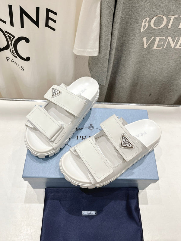 SANDALI CON CINTURINO PRA IN PELLE DI VITELLO BIANCA