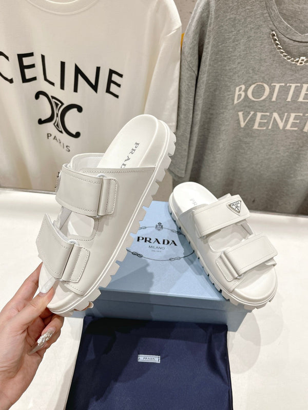 SANDALI CON CINTURINO PRA IN PELLE DI VITELLO BIANCA