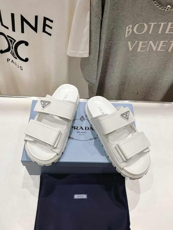 SANDALI CON CINTURINO PRA IN PELLE DI VITELLO BIANCA