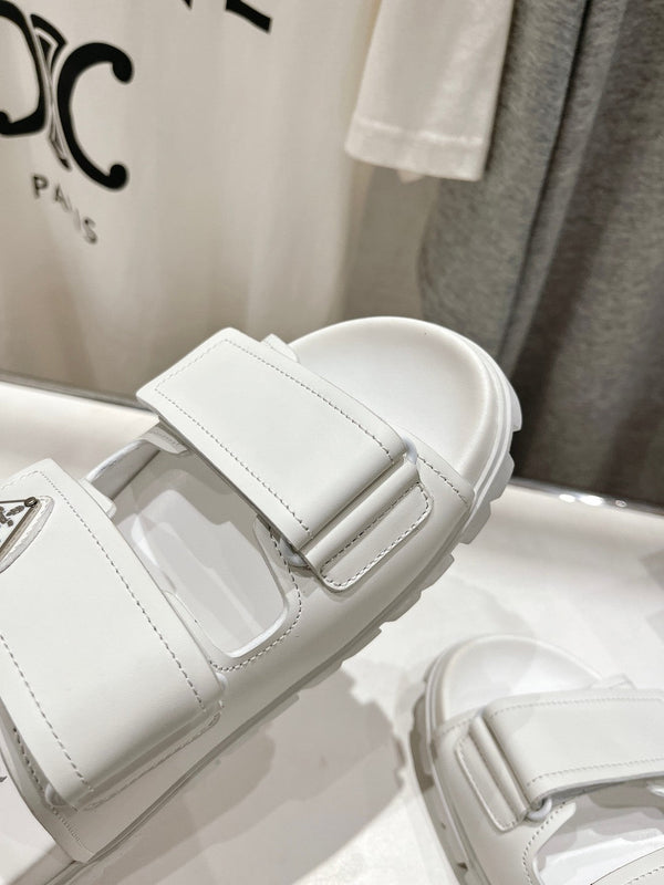 SANDALI CON CINTURINO PRA IN PELLE DI VITELLO BIANCA