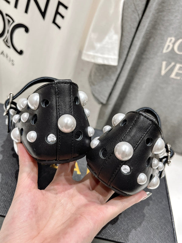 ALAIA PEARL MARY JANE SHOES BLACK MIX WHITE LAMBSKIN