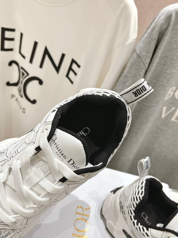 CD Vibe Sneaker White Black Polyester Mesh Fabric And Cowhide