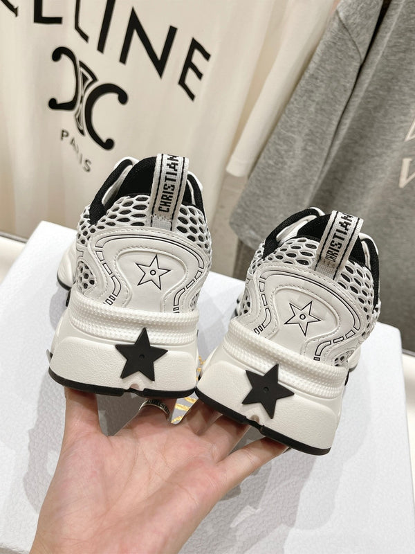 CD Vibe Sneaker White Black Polyester Mesh Fabric And Cowhide