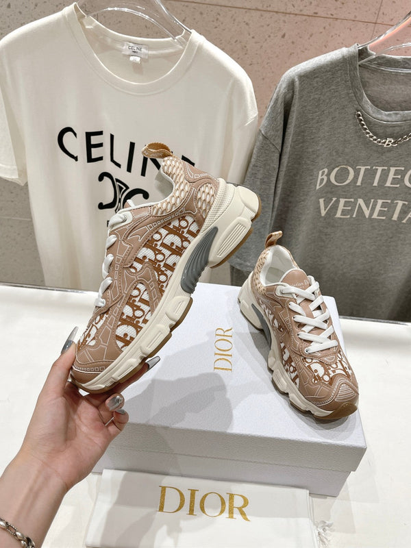 CD Vibe Sneaker Beige Brown Polyester Mesh Fabric And Cowhide