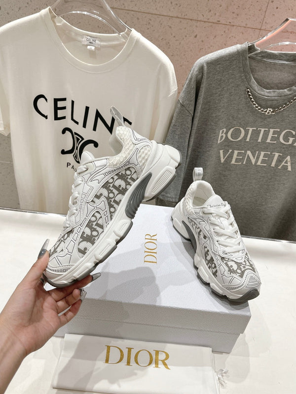 CD Vibe Sneaker White Grey Polyester Mesh Fabric And Cowhide