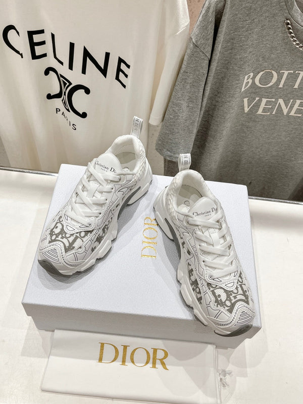 CD Vibe Sneaker White Grey Polyester Mesh Fabric And Cowhide