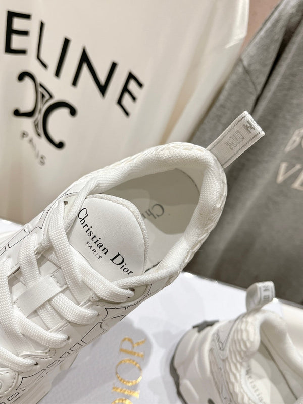 CD Vibe Sneaker White Grey Polyester Mesh Fabric And Cowhide