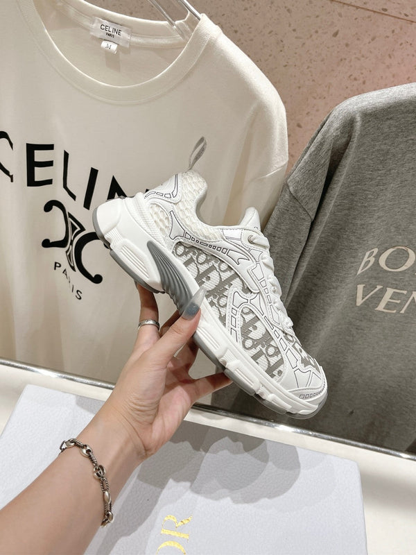 CD Vibe Sneaker White Grey Polyester Mesh Fabric And Cowhide